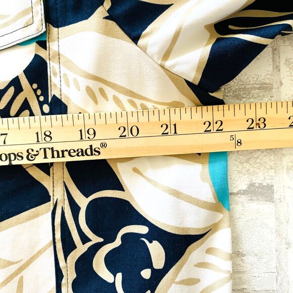 Alfred Dunner Floral Blazer Buttons Cotton Blend Stretch Jacket -Light Stain 12 - Picture 4 of 9